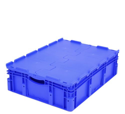 BITO Euronorm-stapelbak met dubbelde bodem, blauw, inhoud 79 l, Tweedelig scharnierdeksel