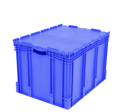 BITO Euronorm-stapelbak met dubbelde bodem, blauw, inhoud 206 l, Tweedelig scharnierdeksel