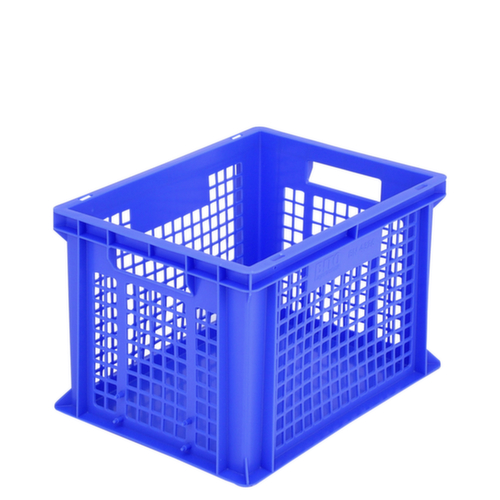 BITO Euronorm-stapelbak geperforeerde wanden, blauw, inhoud 24 l