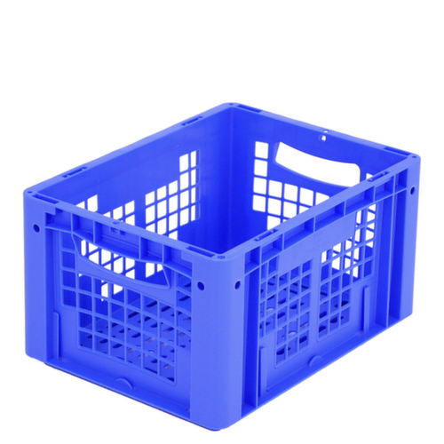 BITO Euronorm-stapelbak met dubbele geribbelde bodem + wanden + geperforeerde bodem, blauw, inhoud 19 l