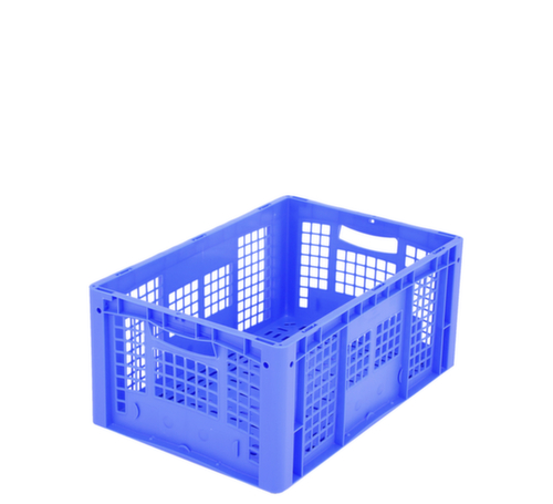 BITO Euronorm-stapelbak met dubbele geribbelde bodem + wanden + geperforeerde bodem, blauw, inhoud 51 l