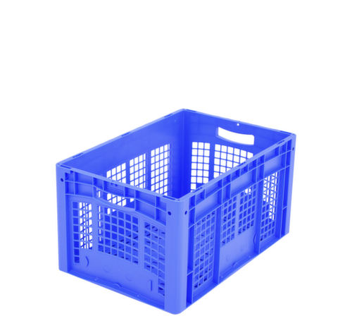 BITO Euronorm-stapelbak met dubbele geribbelde bodem + wanden + geperforeerde bodem, blauw, inhoud 62 l