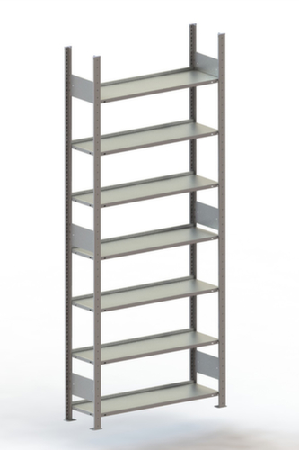 META Inhaakstelling basisveld met aanslagrand, hoogte x breedte x diepte 2500 x 1056 x 336 mm, 7 legborden