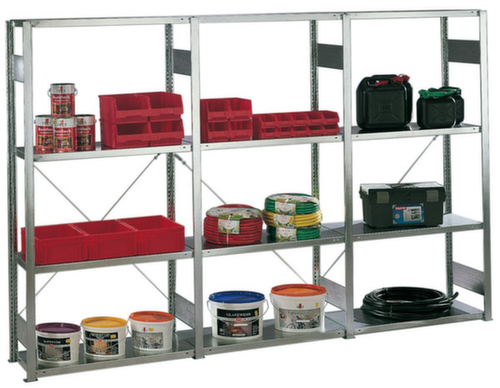 META Universele inhaakstelling, hoogte x breedte x diepte 2000 x 3068 x 436 mm, 4 legborden