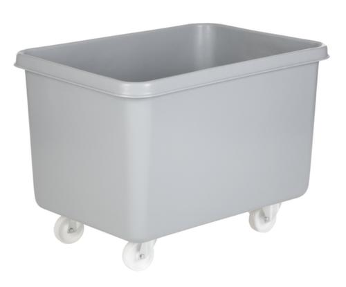 Mobiele rechthoekige bak geschikt voor levensmiddelen + versterkte bodem, inhoud 340 l, grijs