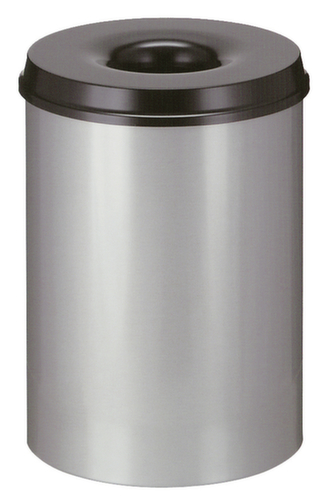 Zelfdovende prullenmand van staal, 30 l, aluminium, bovendeel zwart