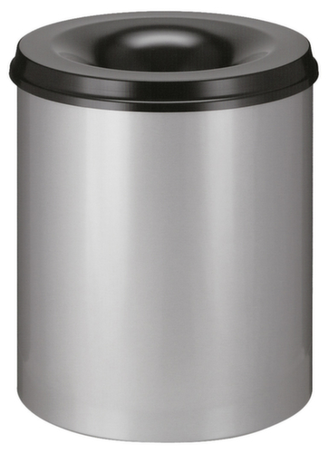 Zelfdovende prullenmand van staal, 80 l, aluminium, bovendeel zwart