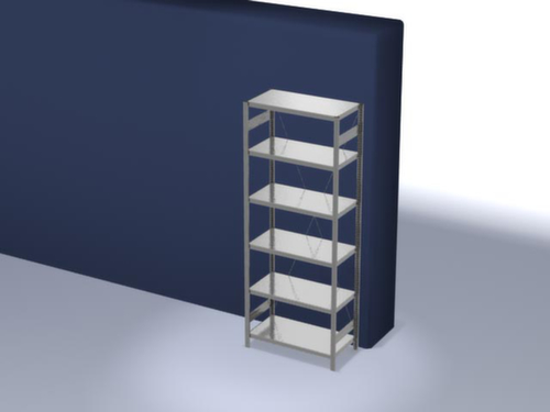 hofe Systeeminhaakstelling in standaard uitvoering, hoogte x breedte x diepte 2500 x 1060 x 535 mm, 6 legborden
