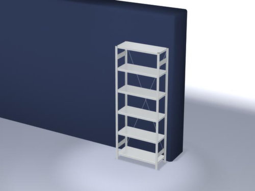 hofe Systeeminhaakstelling in standaard uitvoering, hoogte x breedte x diepte 2500 x 1060 x 435 mm, 6 legborden
