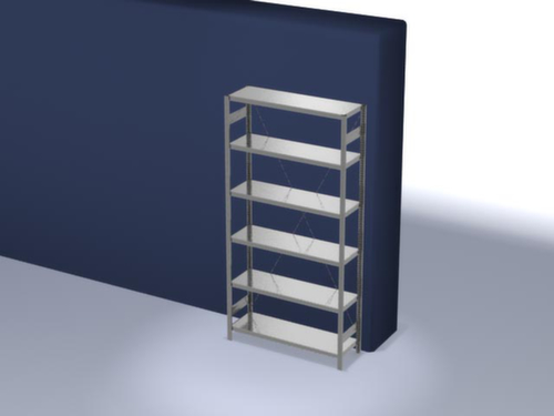 hofe Systeeminhaakstelling in standaard uitvoering, hoogte x breedte x diepte 2500 x 1360 x 435 mm, 6 legborden