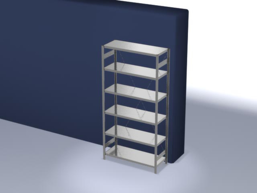 hofe Systeeminhaakstelling in standaard uitvoering, hoogte x breedte x diepte 2500 x 1360 x 535 mm, 6 legborden