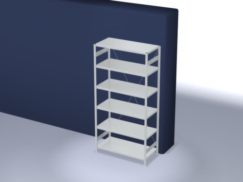 hofe Systeeminhaakstelling in standaard uitvoering, hoogte x breedte x diepte 2500 x 1360 x 635 mm, 6 legborden