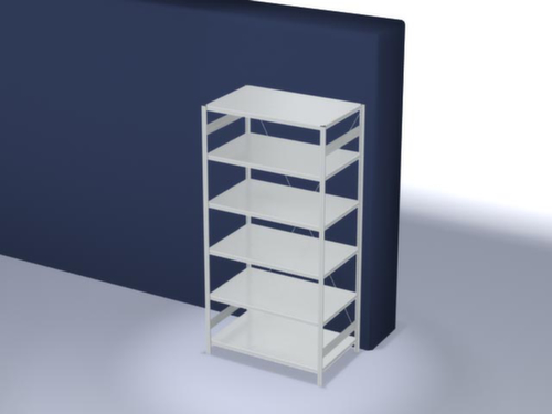 hofe Systeeminhaakstelling in standaard uitvoering, hoogte x breedte x diepte 2500 x 1360 x 835 mm, 6 legborden