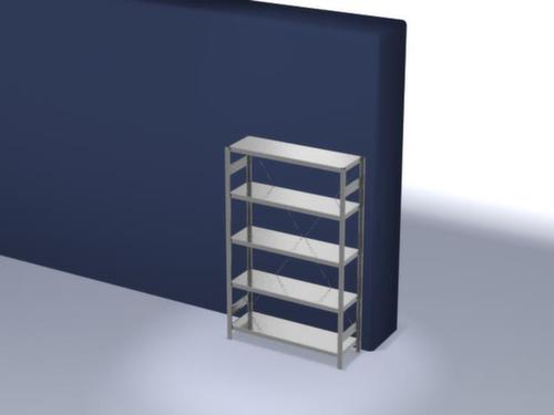 hofe Systeeminhaakstelling in middelzware uitvoering, hoogte x breedte x diepte 2000 x 1360 x 435 mm, 5 legborden