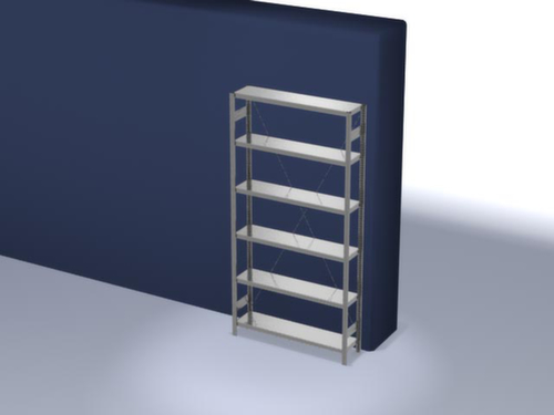 hofe Systeeminhaakstelling in middelzware uitvoering, hoogte x breedte x diepte 2500 x 1360 x 335 mm, 6 legborden