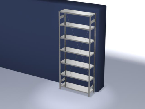 hofe Systeeminhaakstelling in middelzware uitvoering, hoogte x breedte x diepte 3000 x 1360 x 435 mm, 7 legborden