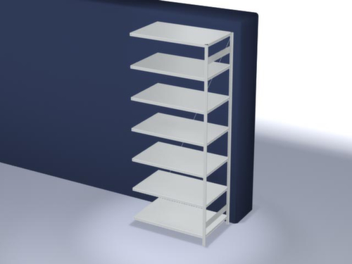 hofe Systeeminhaakstelling in middelzware uitvoering, hoogte x breedte x diepte 3000 x 1310 x 835 mm, 7 legborden