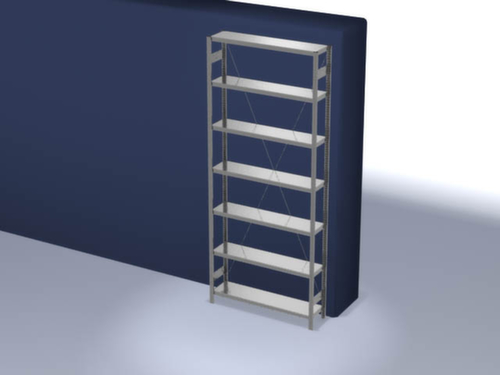 hofe Traversestelling in middelzware uitvoering, hoogte x breedte x diepte 3000 x 1360 x 335 mm, 7 legborden