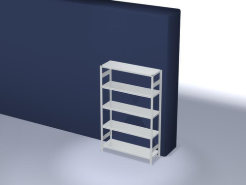 hofe Traversestelling in zware uitvoering, hoogte x breedte x diepte 2000 x 1360 x 435 mm, 5 legborden
