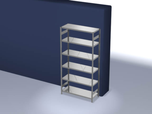 hofe Traversestelling in zware uitvoering, hoogte x breedte x diepte 2500 x 1360 x 535 mm, 6 legborden