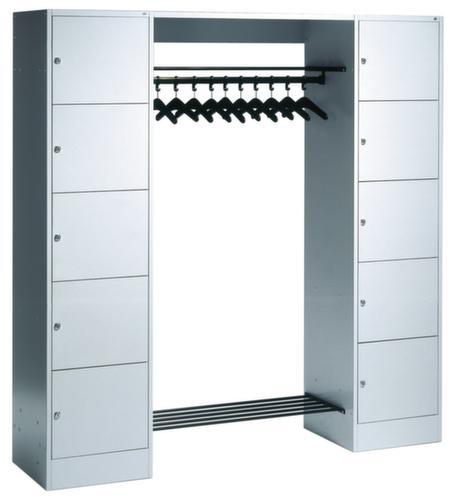 C+P Locker met kapstok Classic lichtgrijs met 10 vakken + hoedenplank + schoenenrooster, breedte 1870 mm