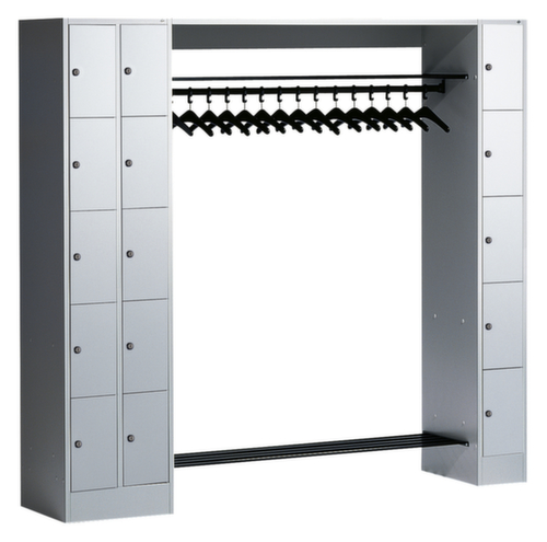 C+P Locker met kapstok Classic lichtgrijs met 15 vakken, breedte 2100 mm