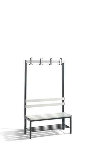 C+P Kleedkamerbank zwartgrijs met haken en pvc-strips