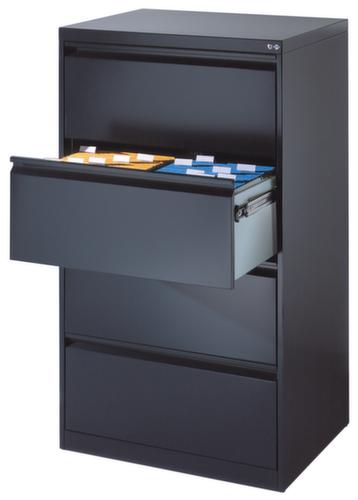 C+P Hangmappenkast met handvatten, 4 uittrekelementen, RAL7021 zwartgrijs/RAL7021 zwartgrijs