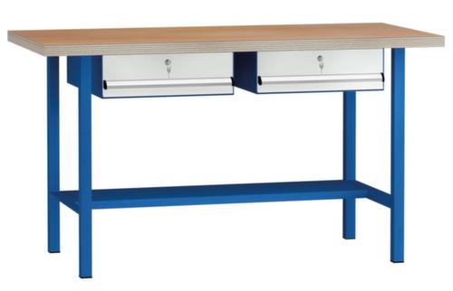 KLW Lutz Werkbank met multiplexplaat, 2 laden, 1/2 legbord