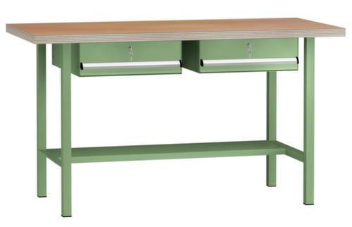KLW Lutz Werkbank met multiplexplaat, 2 laden, 1/2 legbord
