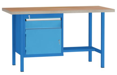 KLW Lutz Werkbank met multiplexplaat, 1 lade, 1 kast, 1/2 legbord