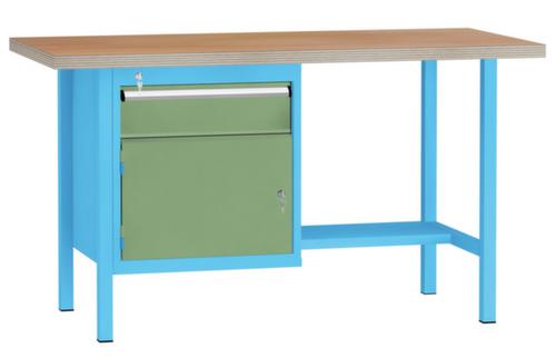 KLW Lutz Werkbank met multiplexplaat, 1 lade, 1 kast, 1/2 legbord