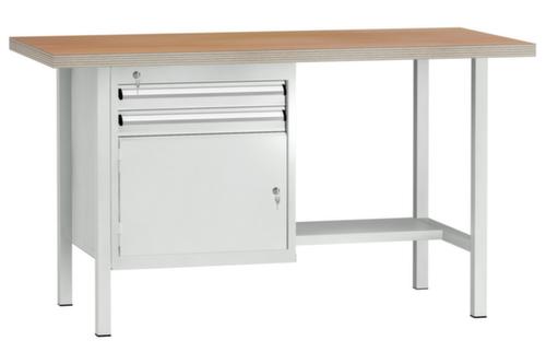 KLW Lutz Werkbank met multiplexplaat, 2 laden, 1/2 legbord