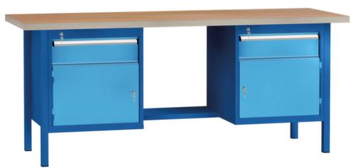 KLW Lutz Werkbank met multiplexplaat, 2 laden, 2 kasten, 1/2 legbord