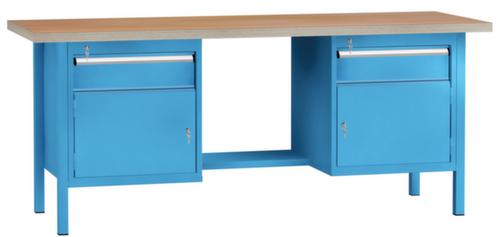 KLW Lutz Werkbank met multiplexplaat, 2 laden, 2 kasten, 1/2 legbord