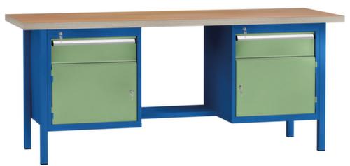 KLW Lutz Werkbank met multiplexplaat, 2 laden, 2 kasten, 1/2 legbord