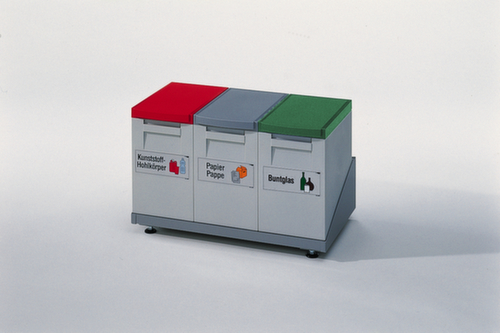 Afvalverzamelbox, 15 l, lichtgrijs, deksel groen