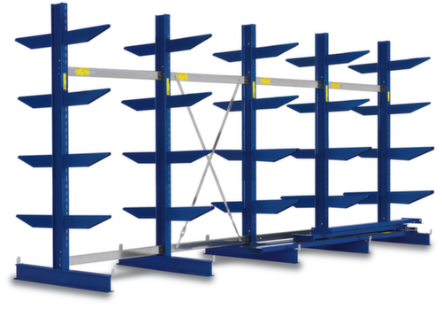 Draagarmstelling, tweezijdig - flexibele opstelling vrijstaand in de ruimte mogelijk, hoogte 1980 mm, 5 niveaus