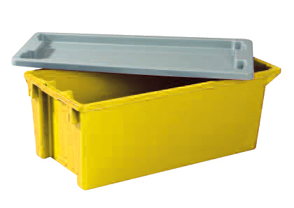 Draaistapelbak, geel, inhoud 70 l