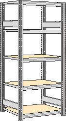 regalwerk Spaanplaten inhaakstelling met legborden, hoogte x breedte x diepte 2000 x 931 x 526 mm, 5 legborden