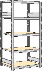 regalwerk Spaanplaten inhaakstelling met legborden, hoogte x breedte x diepte 2000 x 1061 x 526 mm, 5 legborden