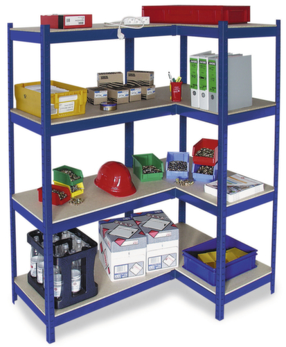 Spaanplaten inhaakstelling met 4 legborden, hoogte x breedte x diepte 1800 x 910 x 410 mm, 4 legborden