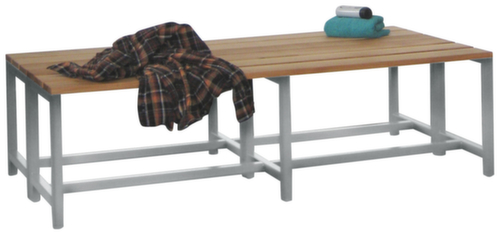 PAVOY Kleedkamerbank Basis lichtgrijs met houten strips