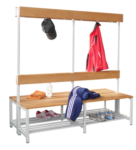 PAVOY Kleedkamerbank Basis met haken en houten strips