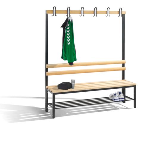 C+P Kleedkamerbank met haken en houten strips