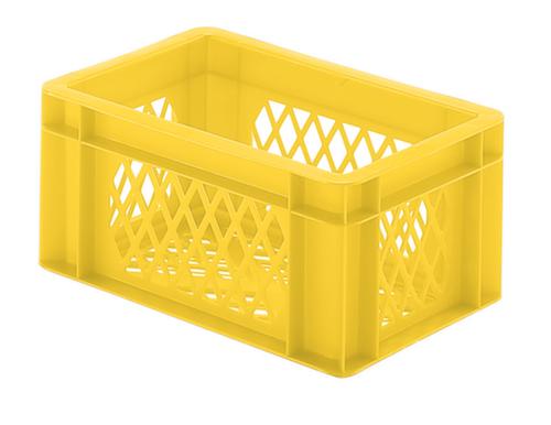 Euronorm-stapelbak geperforeerde wanden + bodem, geel, inhoud 5,5 l