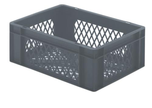 Euronorm-stapelbak geperforeerde wanden + bodem, grijs, inhoud 15 l