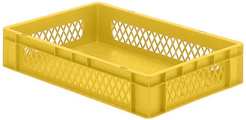 Euronorm-stapelbak geperforeerde wanden, geel, inhoud 22 l