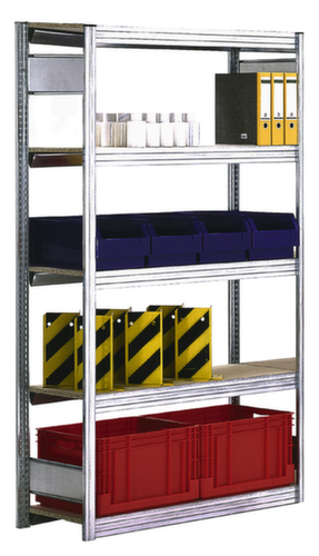 regalwerk Spaanplaten inhaakstelling met legborden, hoogte x breedte x diepte 2000 x 1061 x 326 mm, 5 legborden