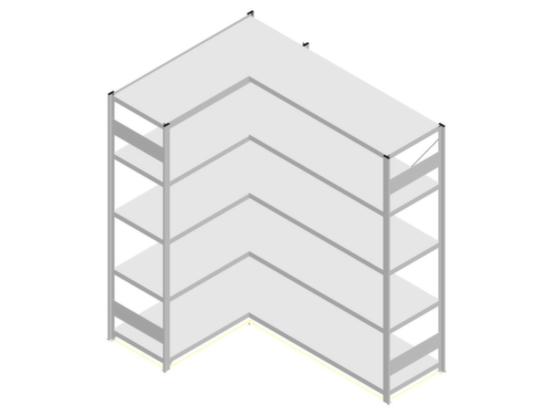 hofe Systeeminhaakstelling in standaard uitvoering, hoogte x breedte x diepte 2000 x 1360 x 535 mm, 5 legborden